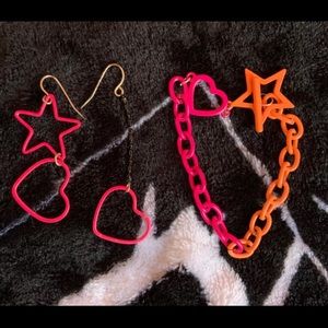 Claire’s Neon Pink & Orange 80’s Jewelry